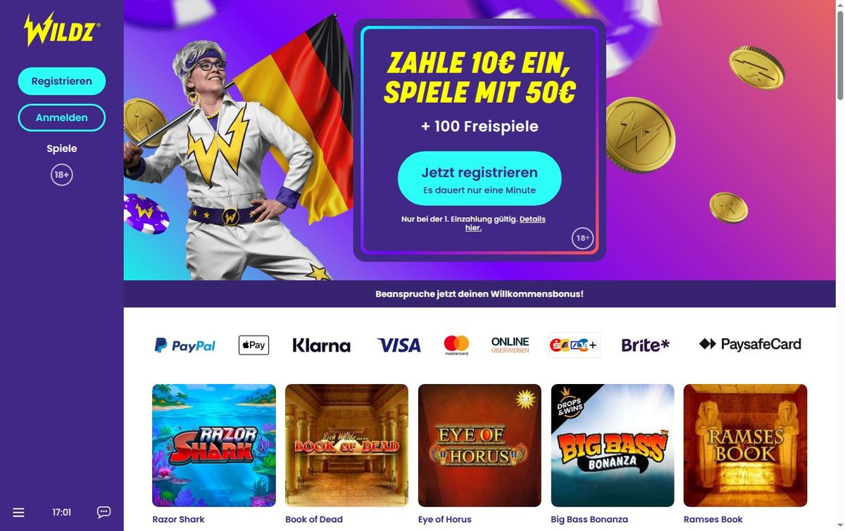 Wildz Startseite (Screenshot, Juli 2026)